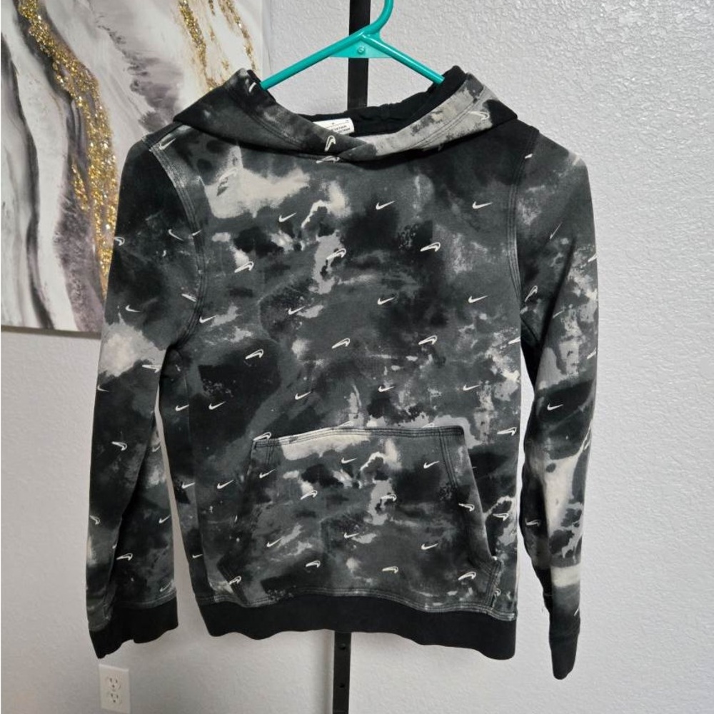 Nike Black and Gray Tie-Dye Hoodie